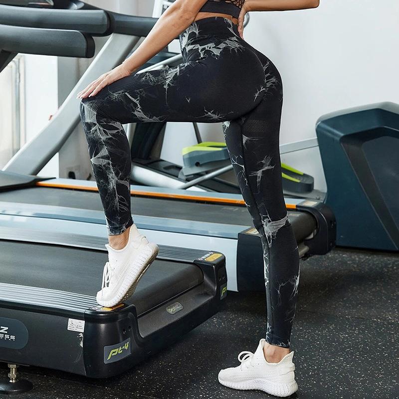 Tie dye yoga pants, high elasticity, hip lifting, outdoor sports, running, fitness, seamless yoga clothes for women